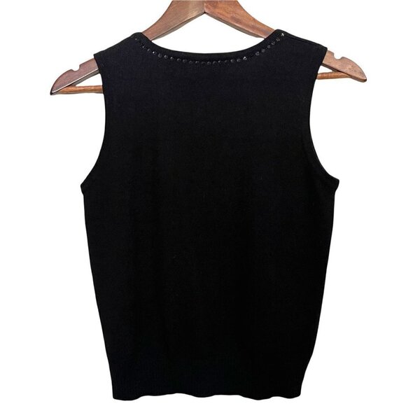 Vintage Women's Black Rose Floral Embroidered Lambs Wool Sweater Vest Small P - Picture 7 of 7